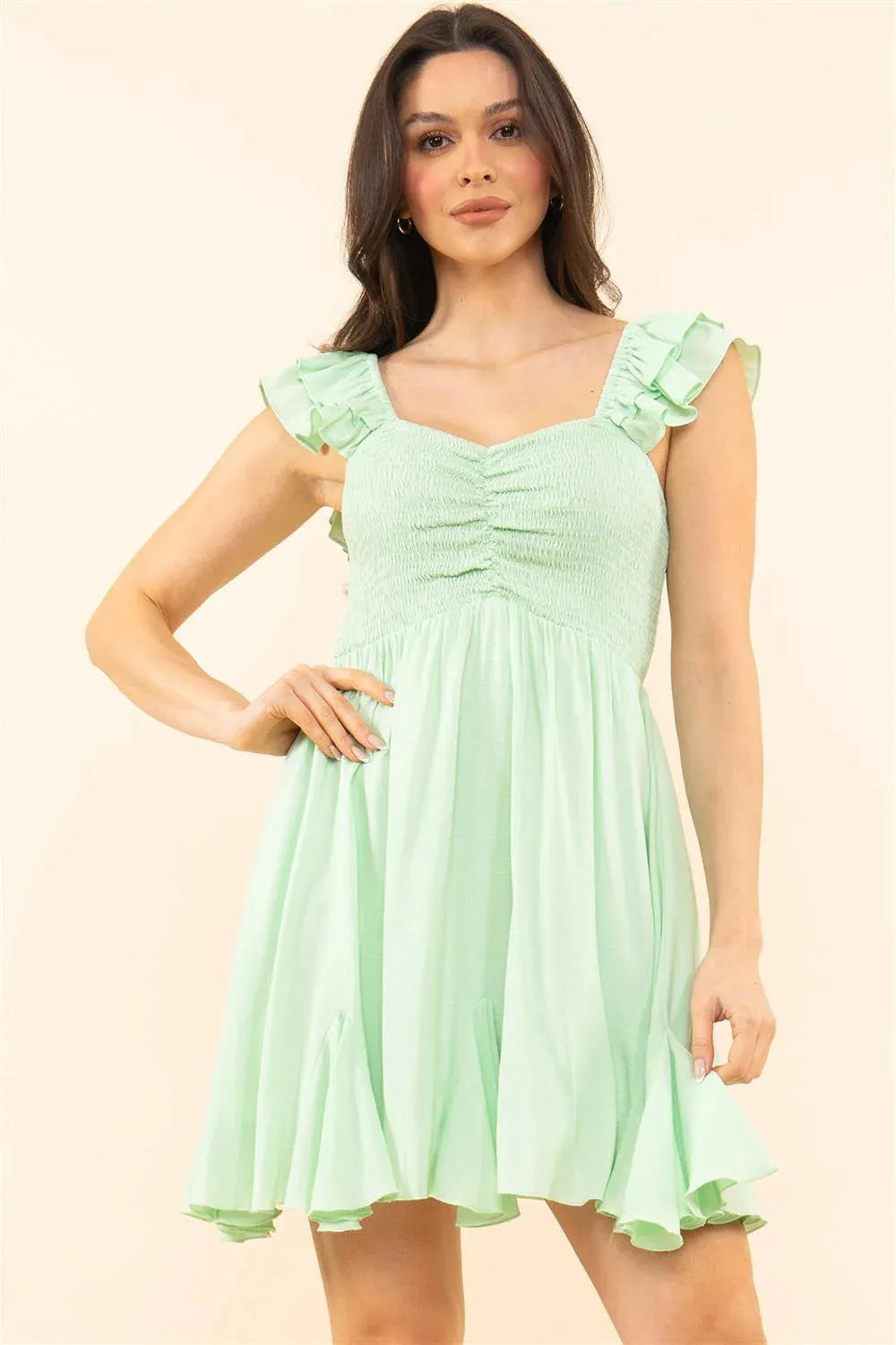 Sweetheart Smocked Ruffle Sleeve Mini Dress - Flowy Summer Sundress fo Sweetheart Smocked Ruffle Sleeve Mini Dress - Flowy Summer Sundress fo