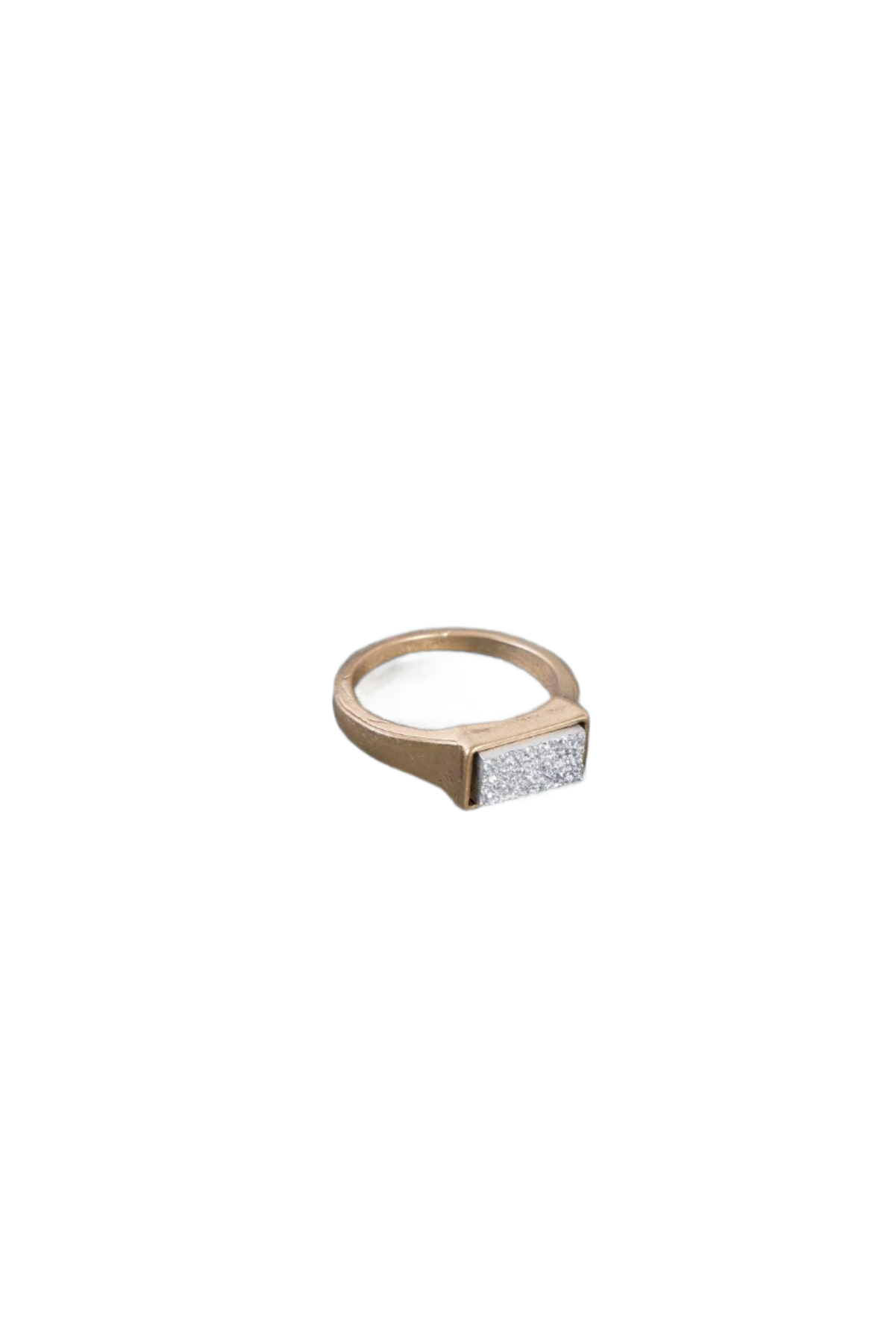 Silver Rectangle Druzy Stone Ring