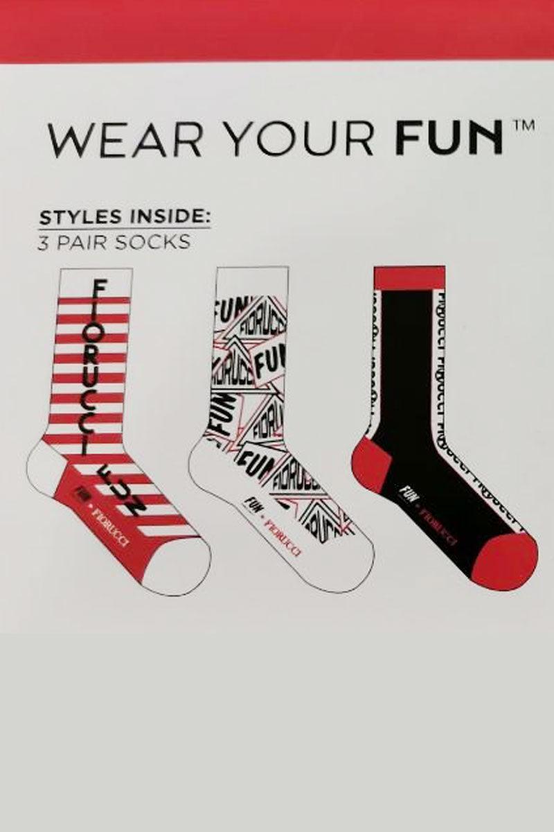 Fiorucci x Fun White & Red 3 Pairs Socks Gift Box Set - Tasha Apparel Wholesale