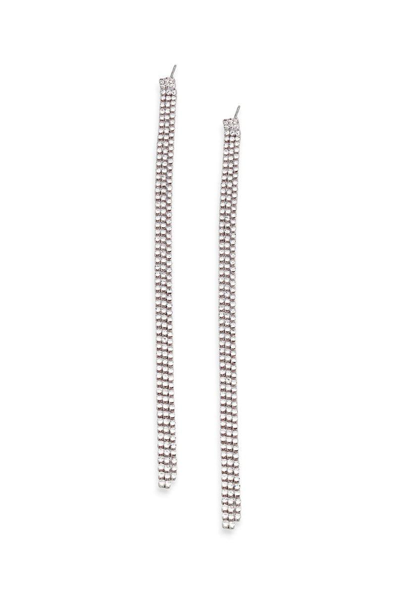 Elegant Drop 3 Layer Rhinestone Fringe Dangle Earrings - Tasha Apparel Wholesale