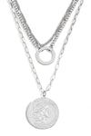 Triple Layer Chain Ancient Coin Pendant Necklace - Tasha Apparel Wholesale