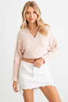Pink Fuzzy Knit Wrap Long Sleeve Sweater/Cardigan /2-2-2