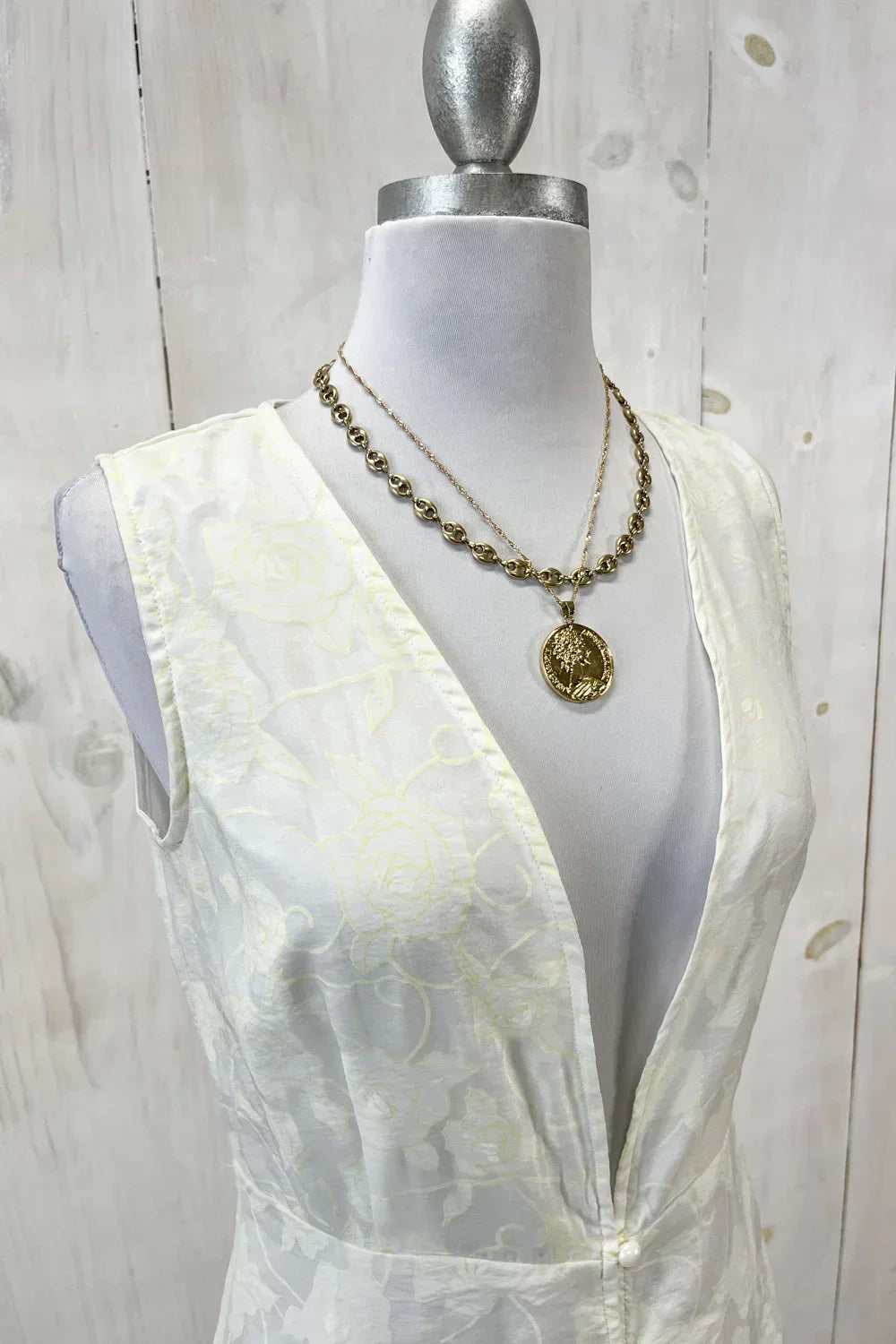 Sleeveless Floral Satin Button Down Front Slit Resort Dress