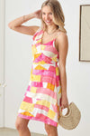 Abstract Print Warp Bust One Side Shoulder Tie Dress - Tasha Apparel Wholesale