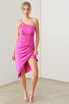 One Shoulder Cut Open Side Wrap Dress - Tasha Apparel Wholesale