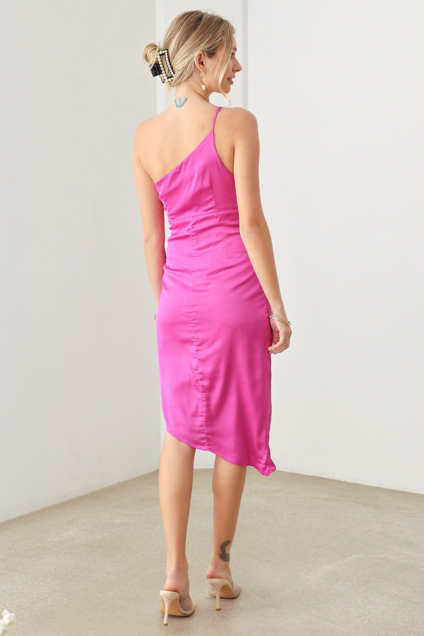 One Shoulder Cut Open Side Wrap Dress - Tasha Apparel Wholesale
