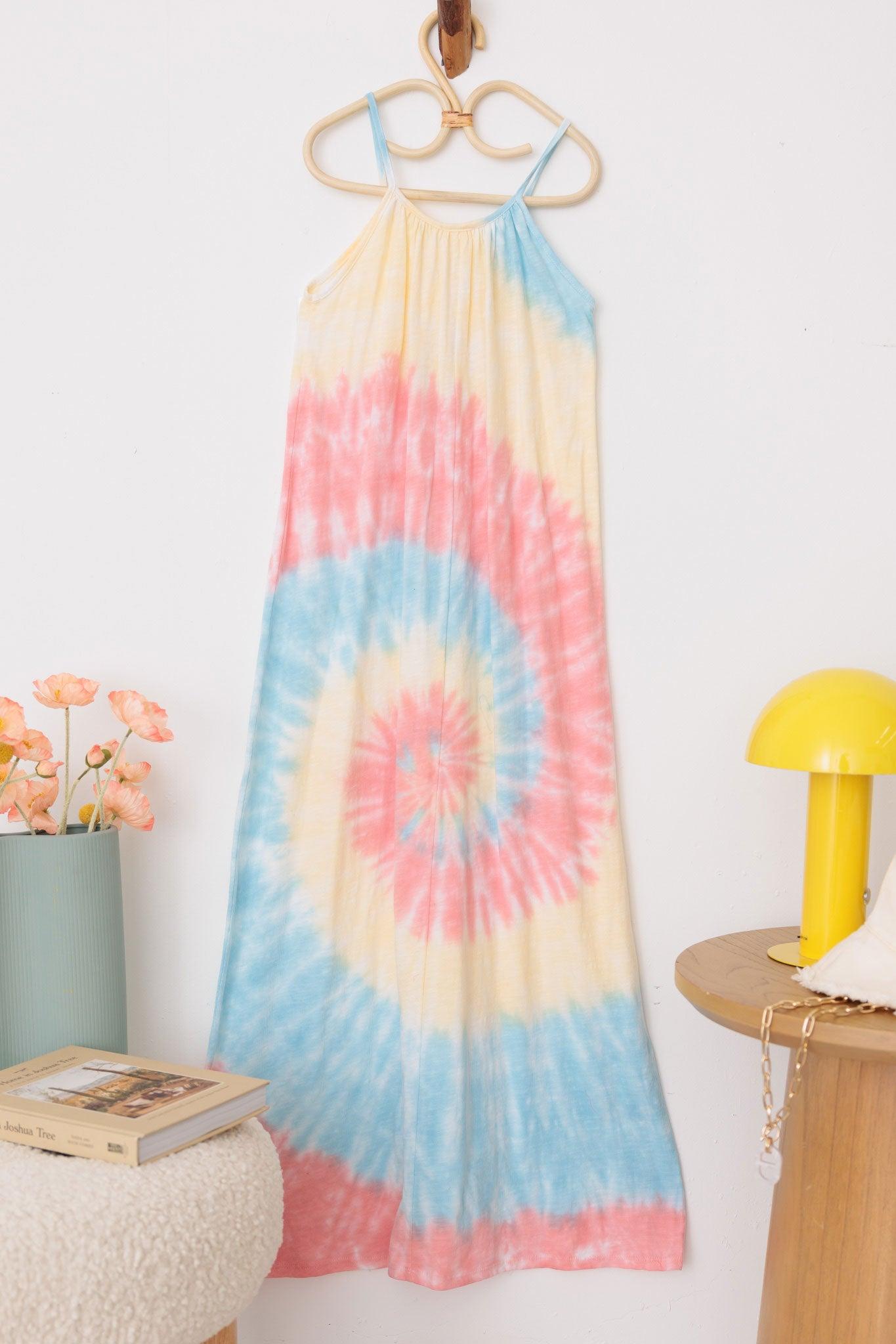 Girls Boho Tie-Dye Sleeveless Maxi Dress - Tasha Apparel Wholesale