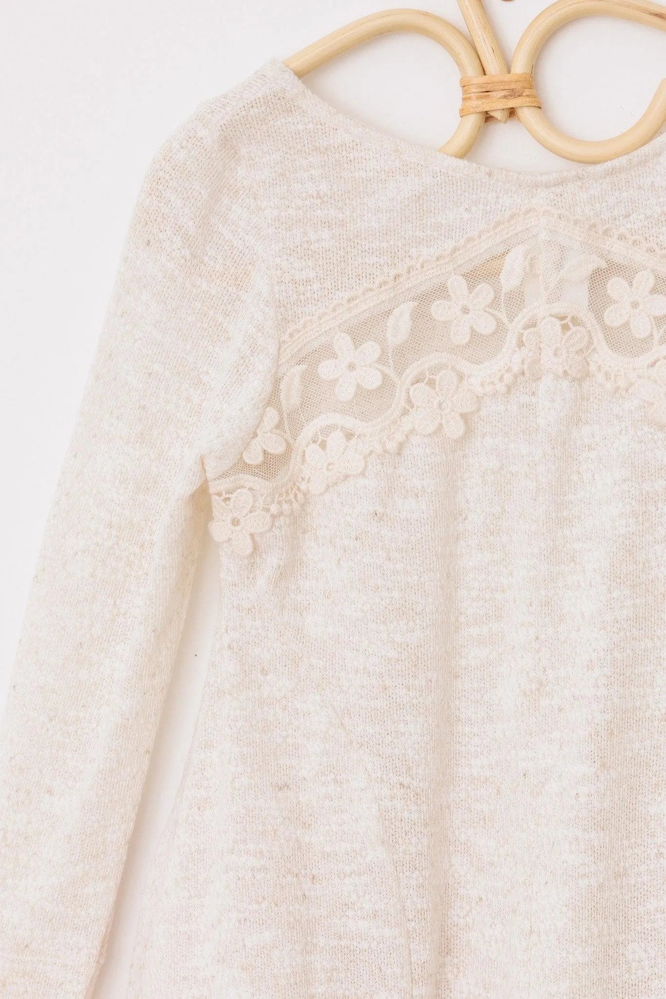 Girls Western Embroidered Lace Long Sleeve Top - Tasha Apparel Wholesale