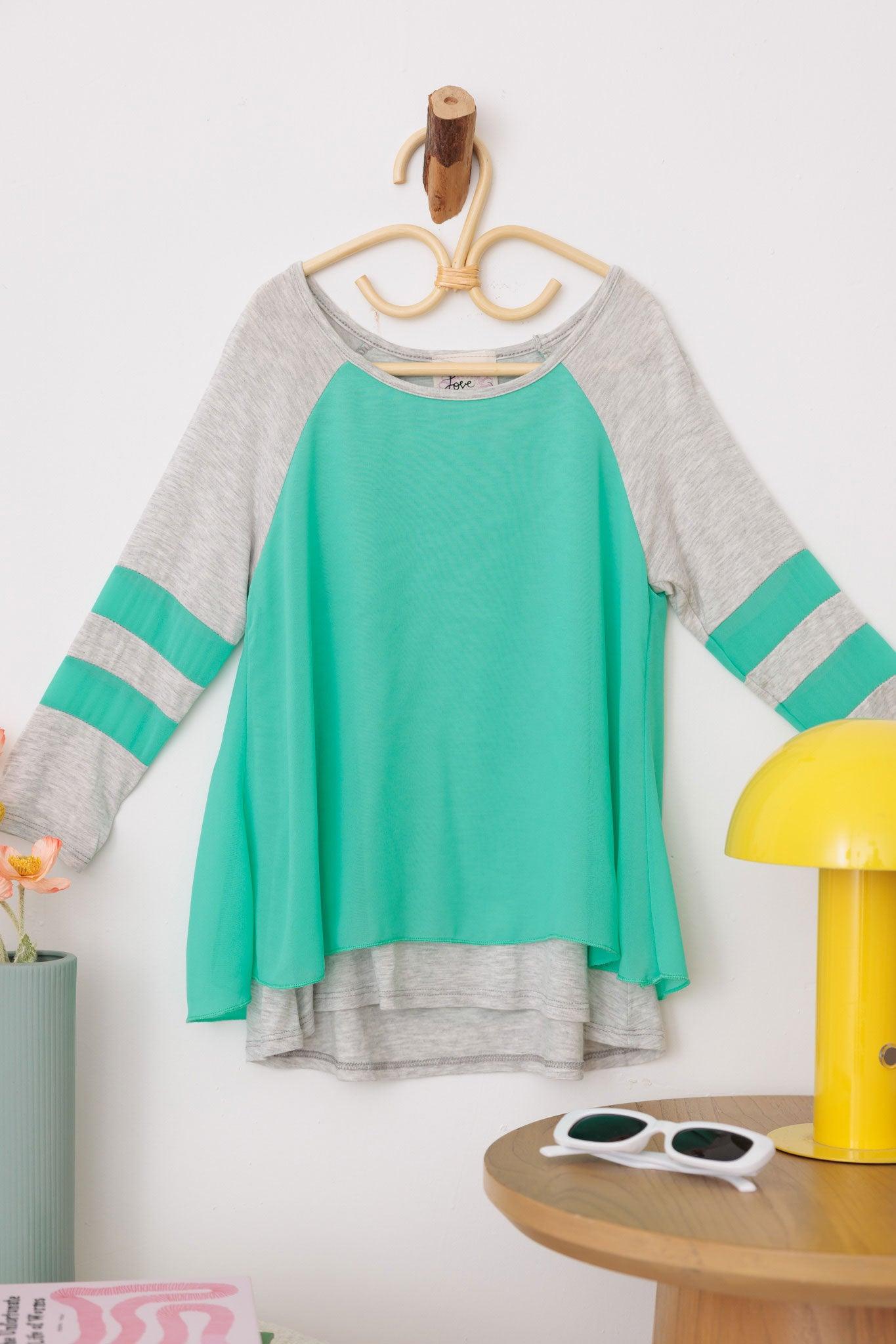 Girls Basic Soft Two Colors Long Sleeve Top