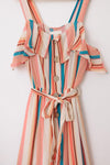 Girls Boho Striped Sleeveless Belted Ruffle Jumpsuit - Tasha Apparel Wholesale