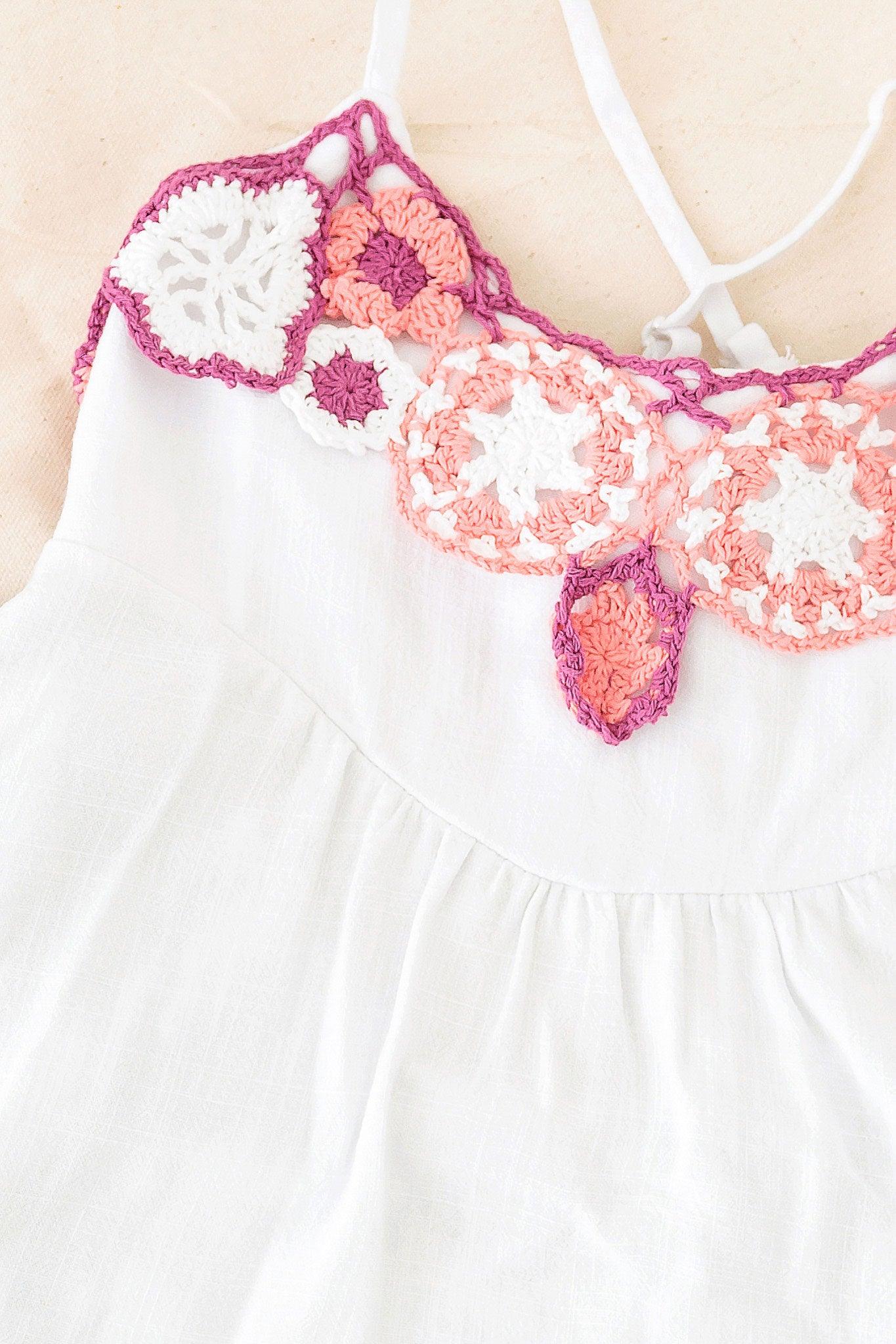 Girls Embroidered Criss-Cross Back Tie Sleeveless Top