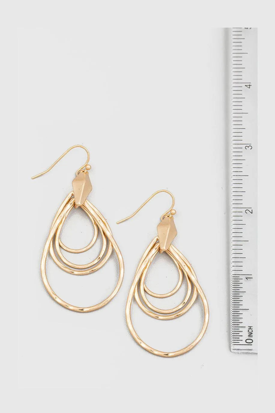 Triple Teardrop Cutout Drop Hoop Earrings - Tasha Apparel Wholesale