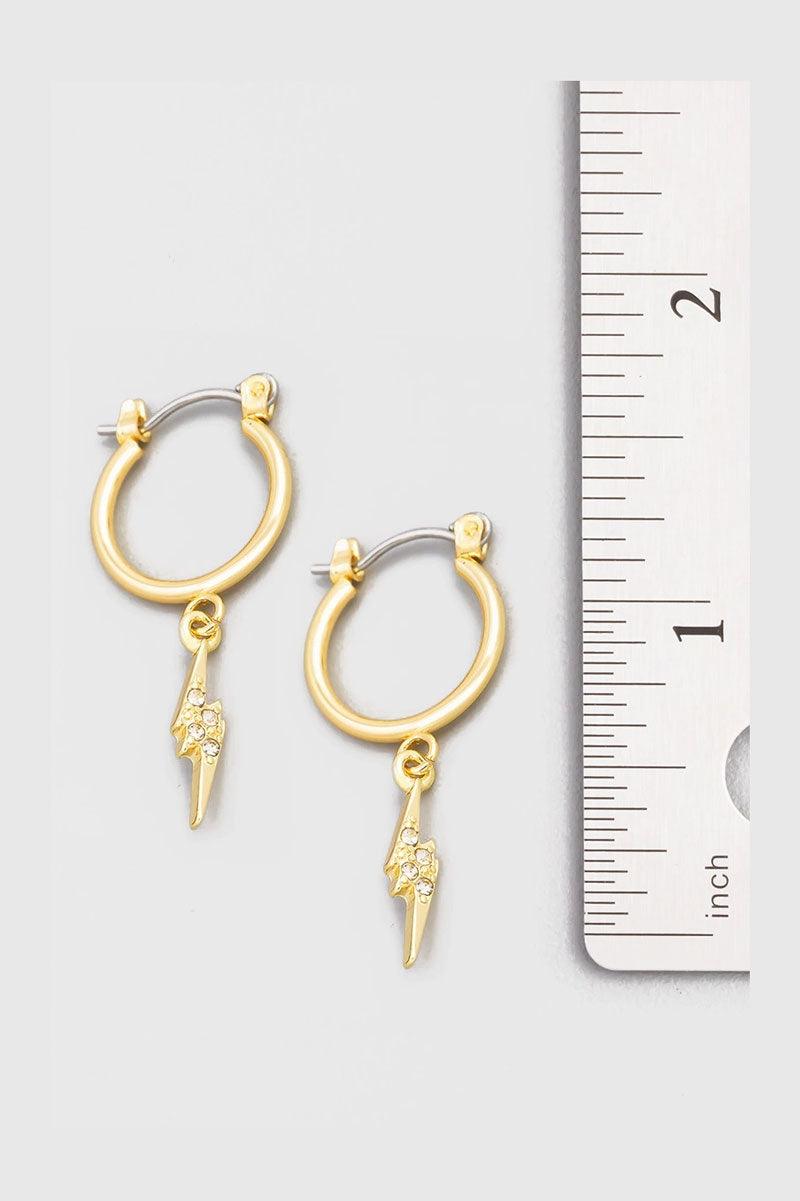 Mini Lightning Rhinestone Drop Hoop Earrings - Tasha Apparel Wholesale