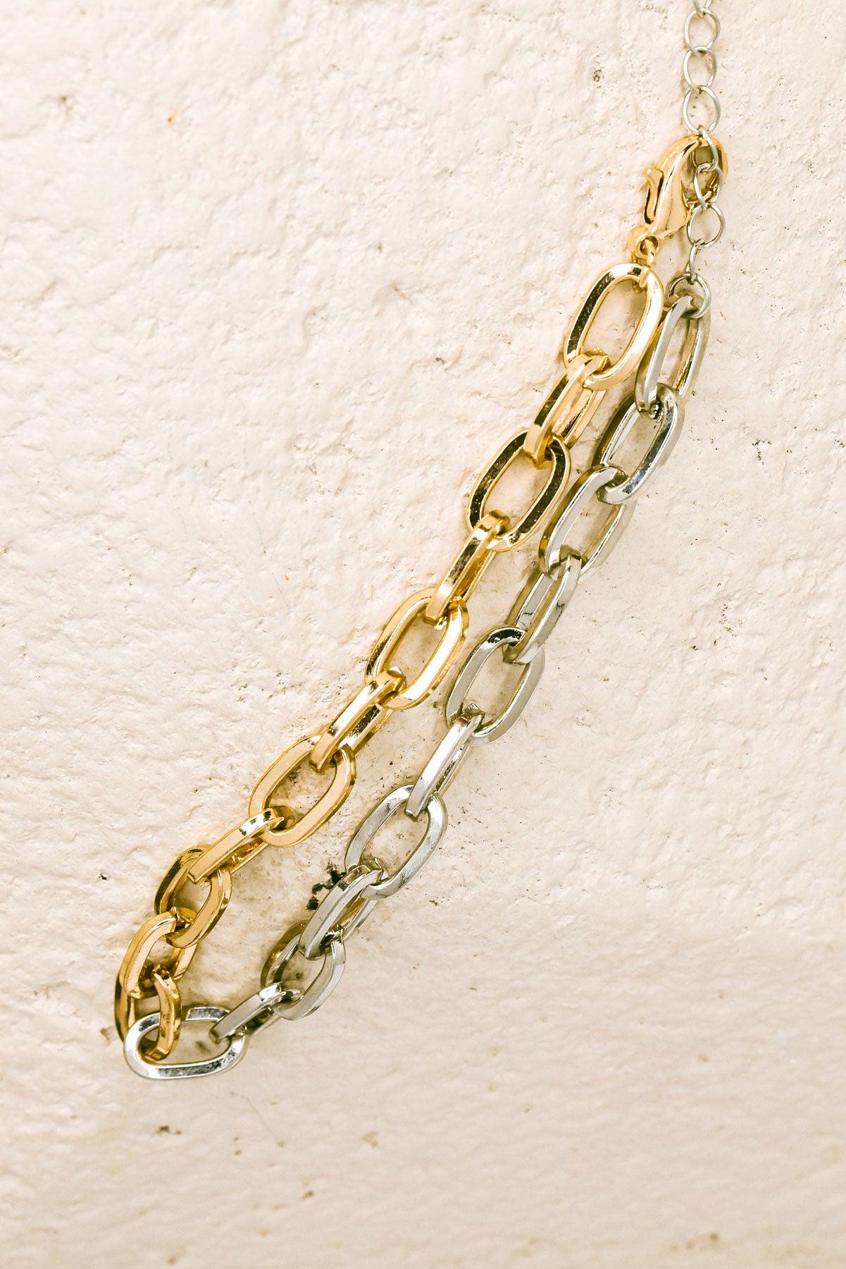 Two Tone Gold & Silver Cable Chain Link Anklet - Tasha Apparel Wholesale