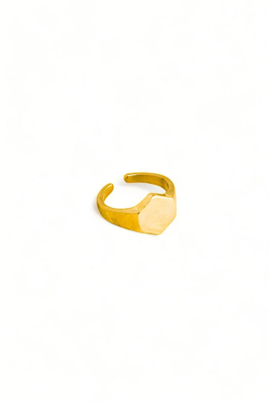 Metallic Hexagon Signet Fashion Ring - Tasha Apparel Wholesale