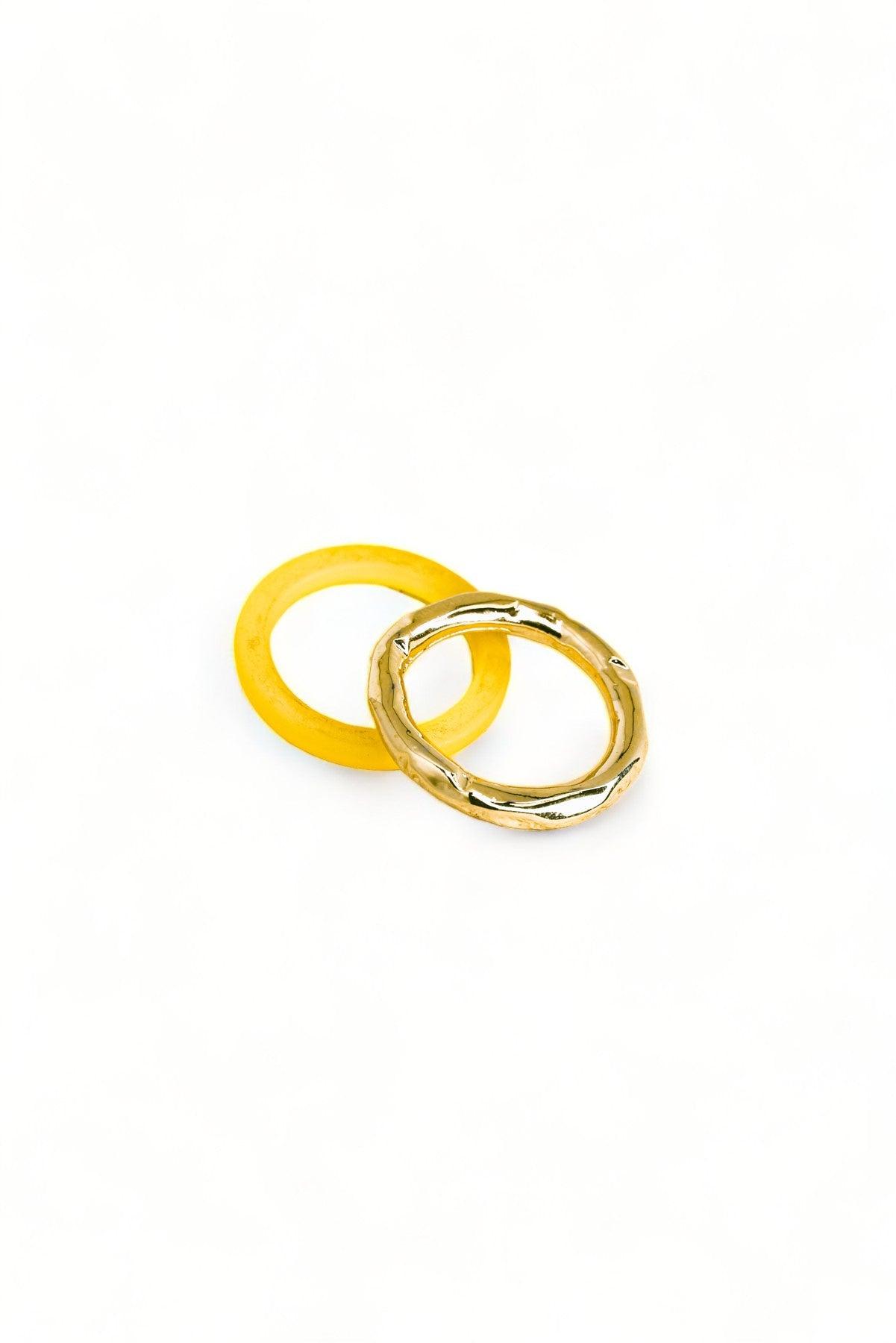 Vintage Style Metallic Acrylic Resin Ring Set - Tasha Apparel Wholesale