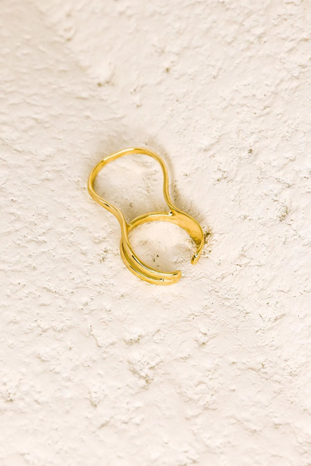 Wavy Double Finger Gold Ring - Tasha Apparel Wholesale