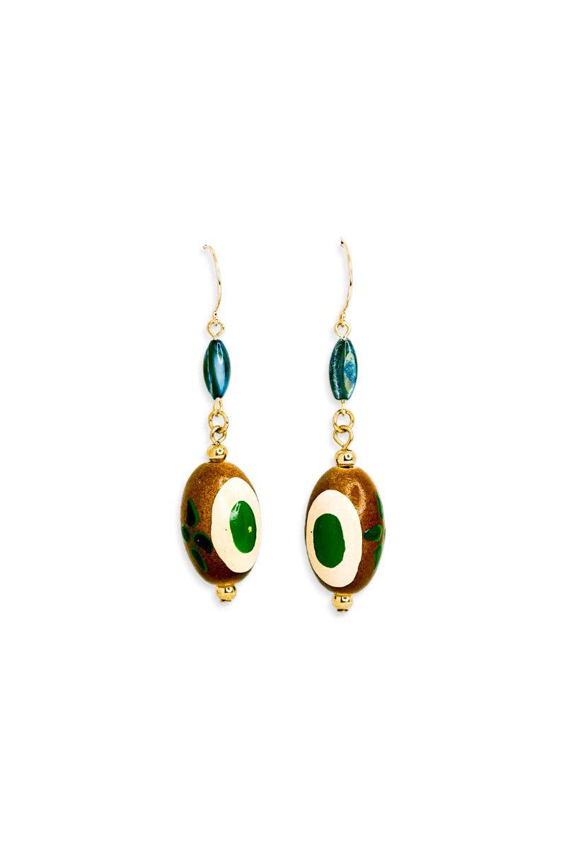 Boho Colorful Oval Wood Bead Drop Earrings - Tasha Apparel Wholesale