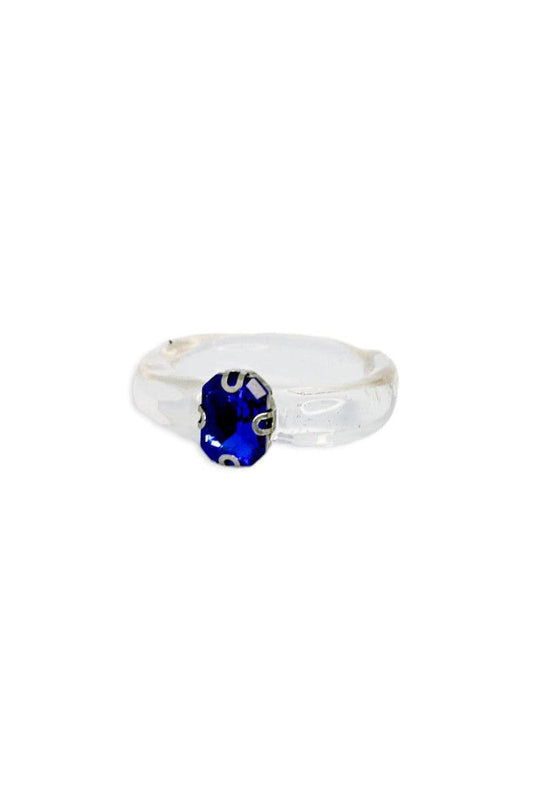 Clear Oval Blue Glass Rainestone Ring - Tasha Apparel Wholesale