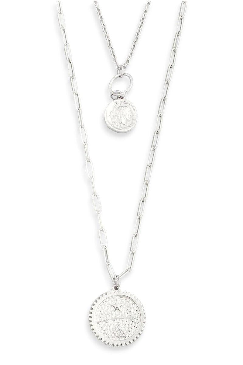 Round Star Arrow Pendant Horse Double Layer Necklace - Tasha Apparel Wholesale