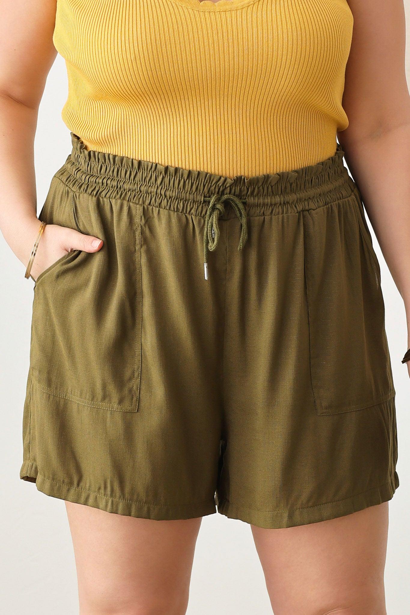 Plus Size two pocket Smocked Band Shorts - Tasha Apparel Wholesale
