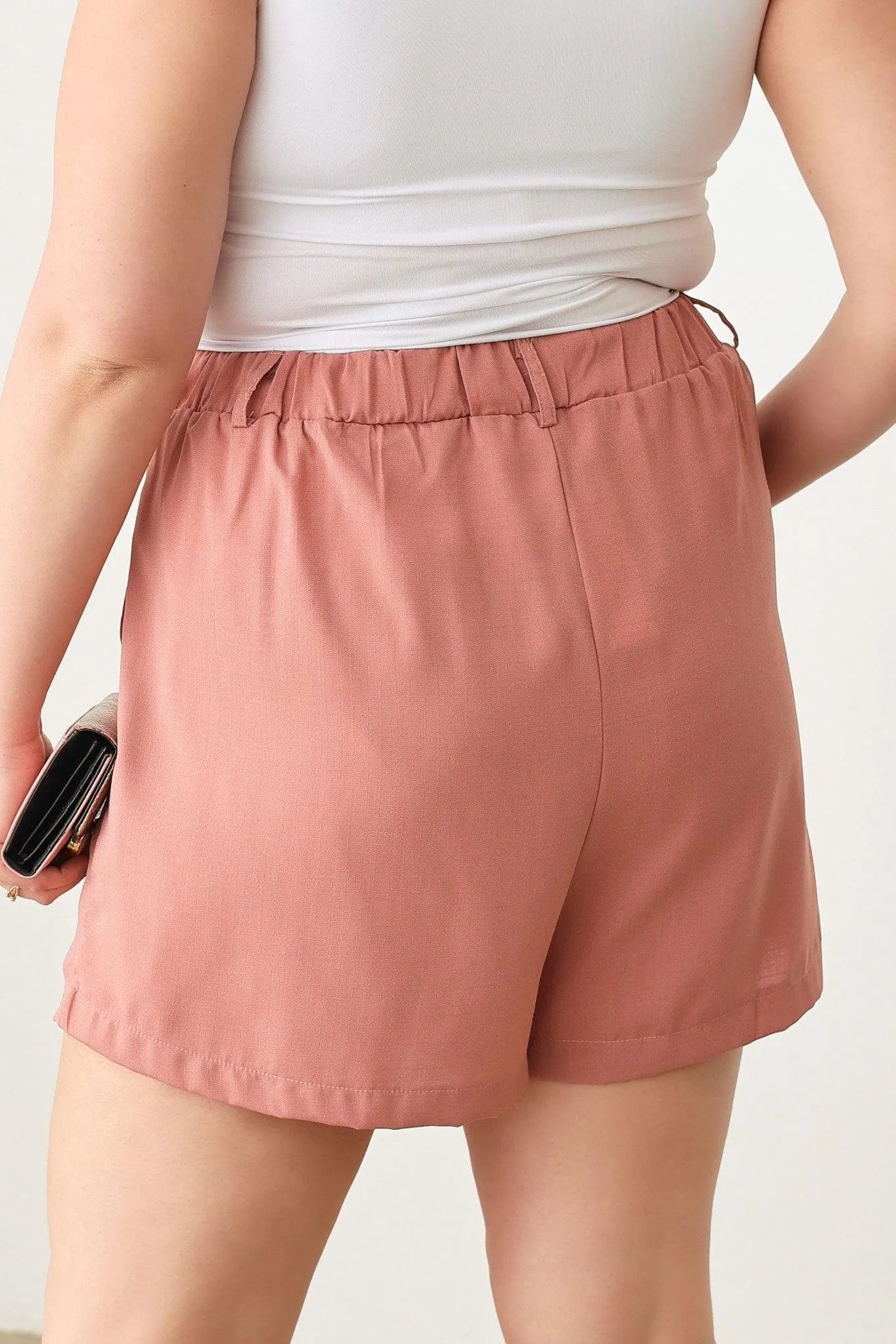 Plus Size Classic Elegant Solid High Waist Shorts - Tasha Apparel Wholesale