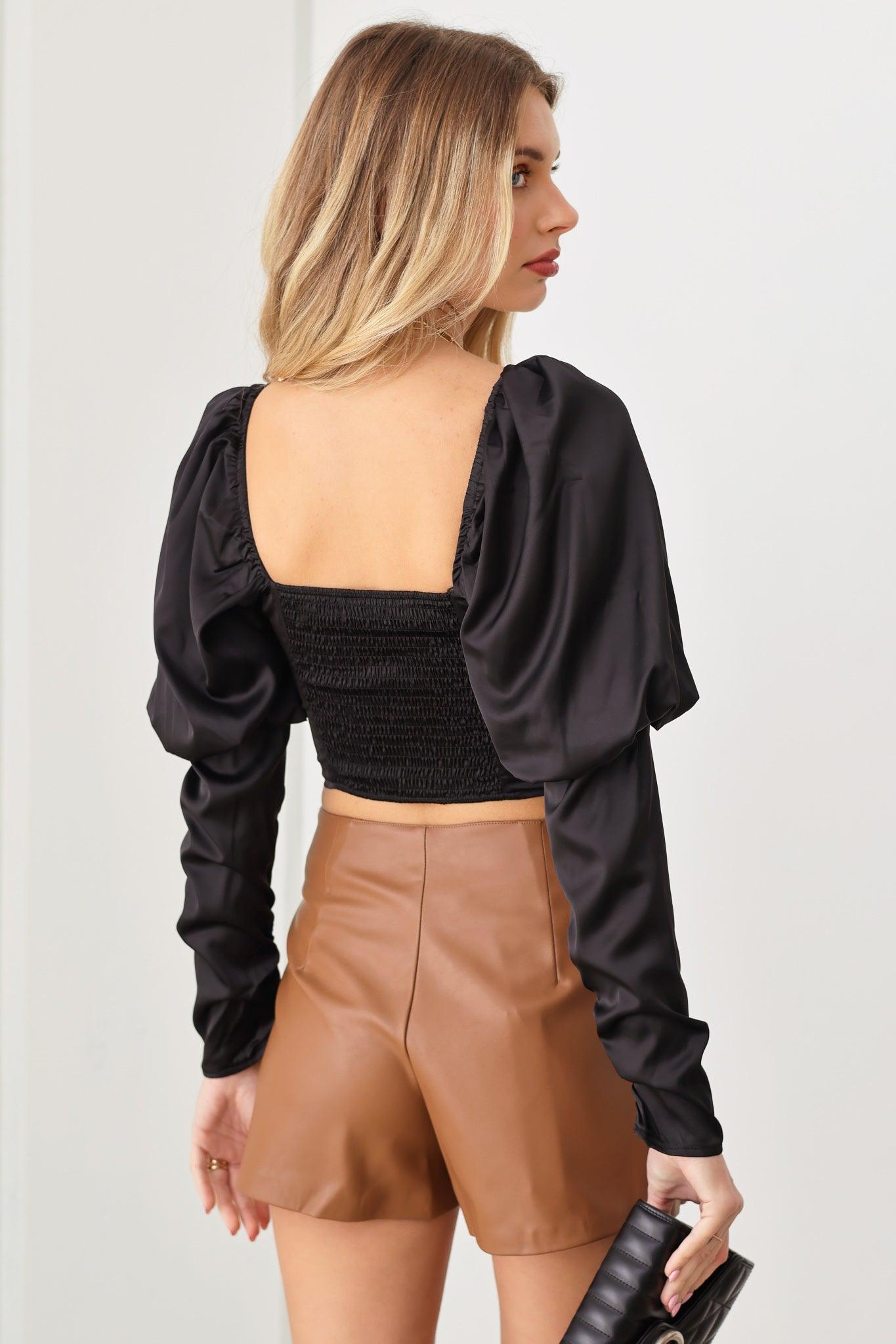 Faux Leather Warp Skirt Back Zipper Mini Skort - Tasha Apparel Wholesale
