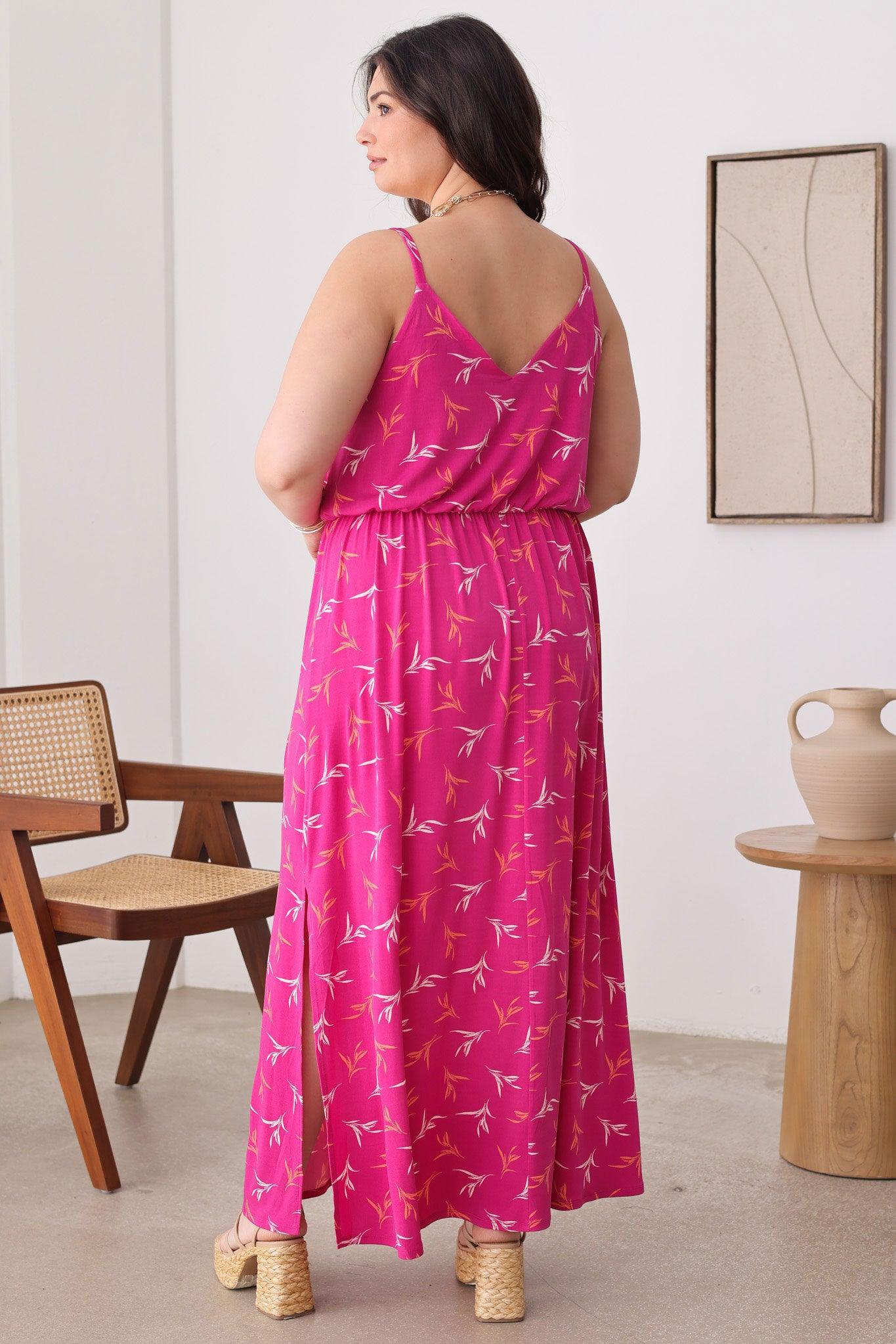 Plus Size Floral Sleeveless Side Slit Maxi Dresses - Tasha Apparel Wholesale