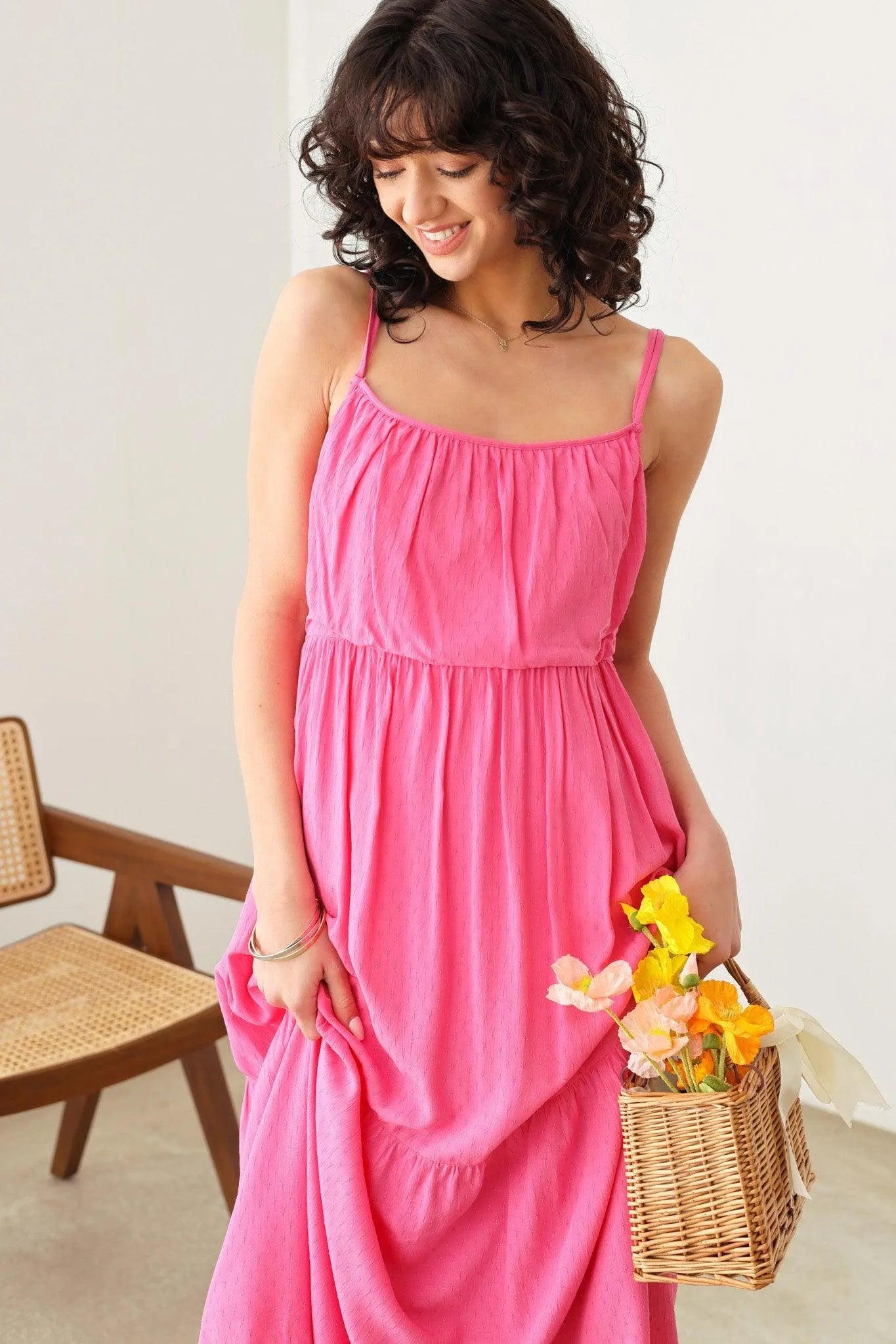 Sleeveless Double Strap Back Tie Tiered Silhouette Dress - Tasha Apparel Wholesale