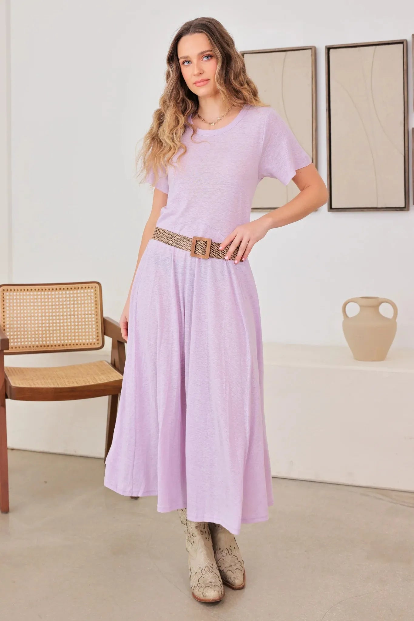 Lightweight See-Through Open Back Cotton Midi Maxi Dress Lavender / S-M-L/3-2-1 Lightweight See-Through Open Back Cotton Midi Maxi Dress Lavender / S-M-L/3-2-1