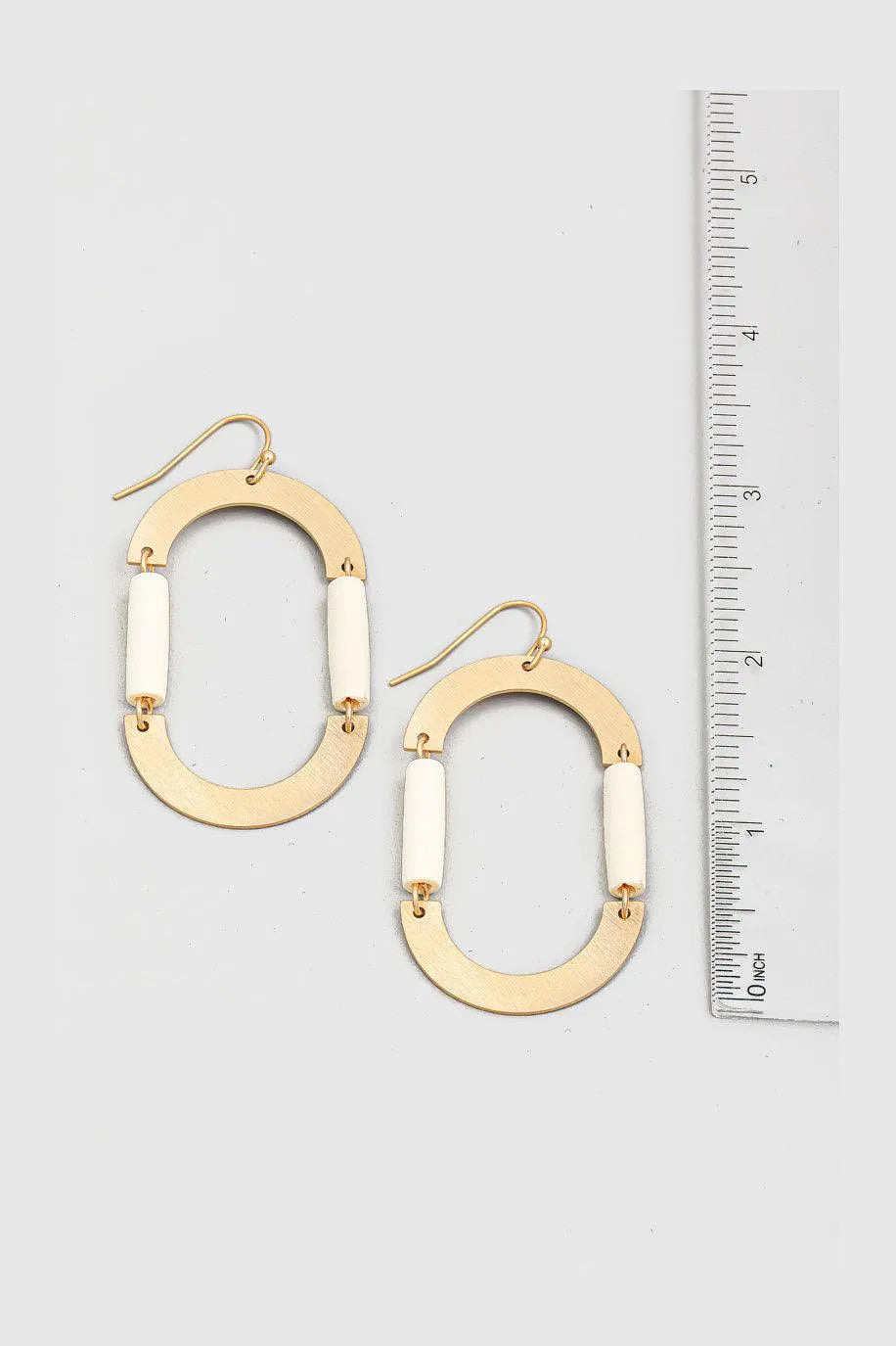 Boho Metal Brushed Wooden Semi Circle Drop Earrings - Tasha Apparel Wholesale