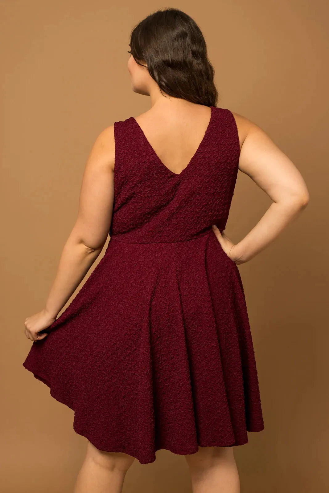 Plus Size Texture Sleeveless Scoop Neckline Mini Dress - Tasha Apparel Wholesale