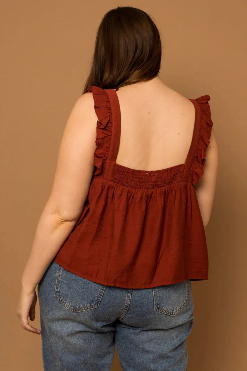 Plus Size Ruffle Sleeveless Babydoll Top - Tasha Apparel Wholesale
