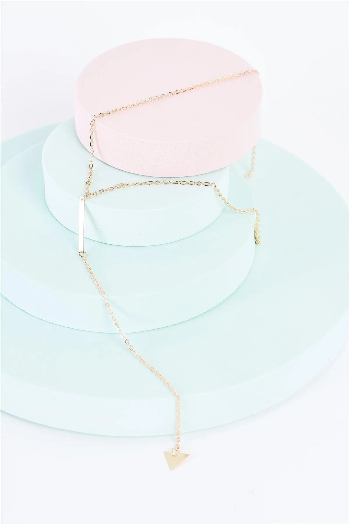 Gold Triangle Lariat Chain Necklace - Tasha Apparel Wholesale