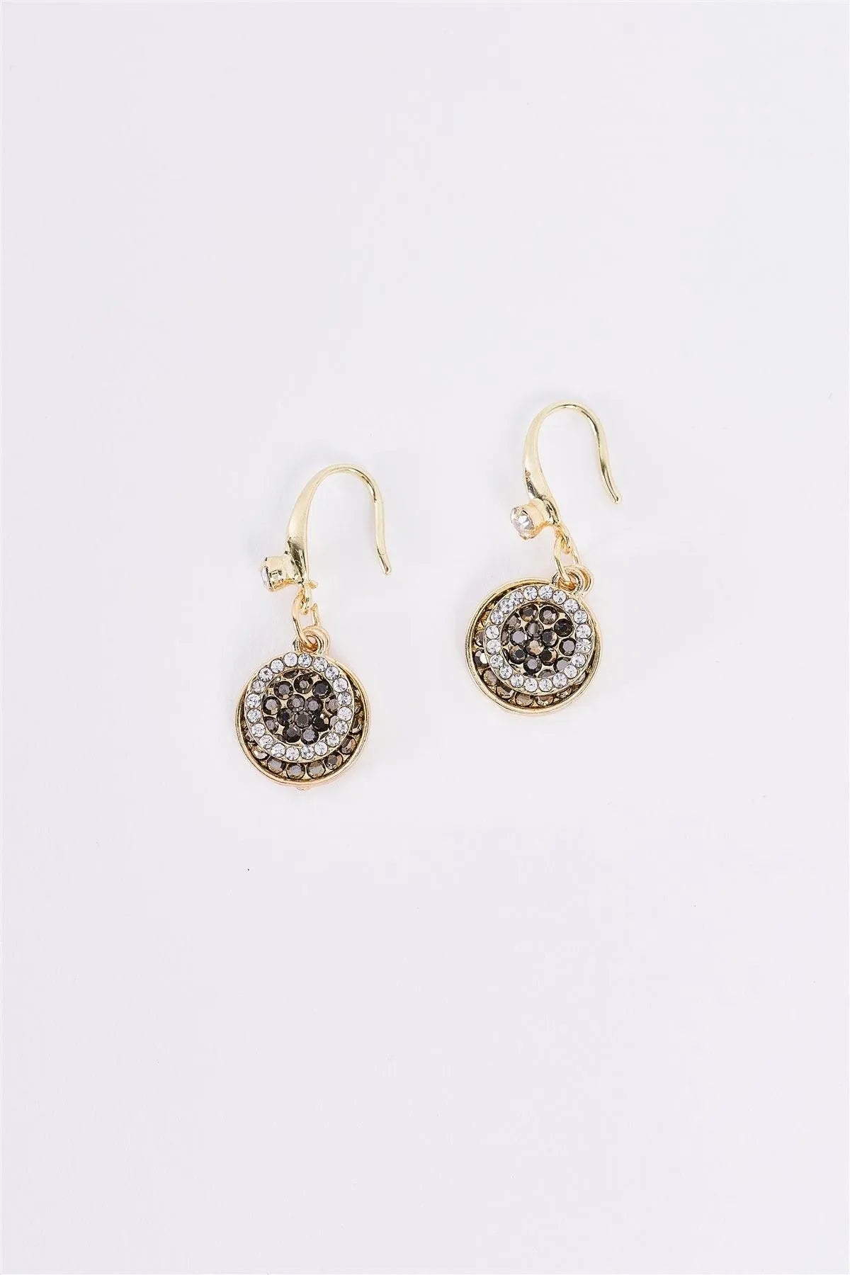 Gold & Black White Rhinestone Drop Earrings - Tasha Apparel Wholesale
