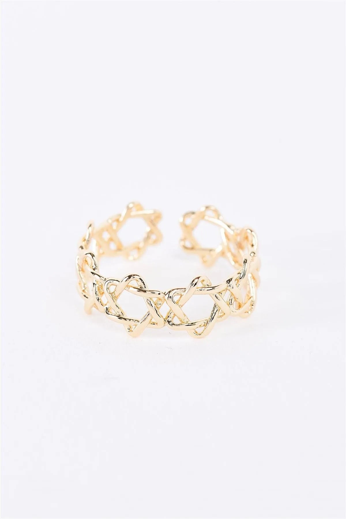 Gold David's Star Inspired Linked Ring /3 Pieces - Tasha Apparel Wholesale