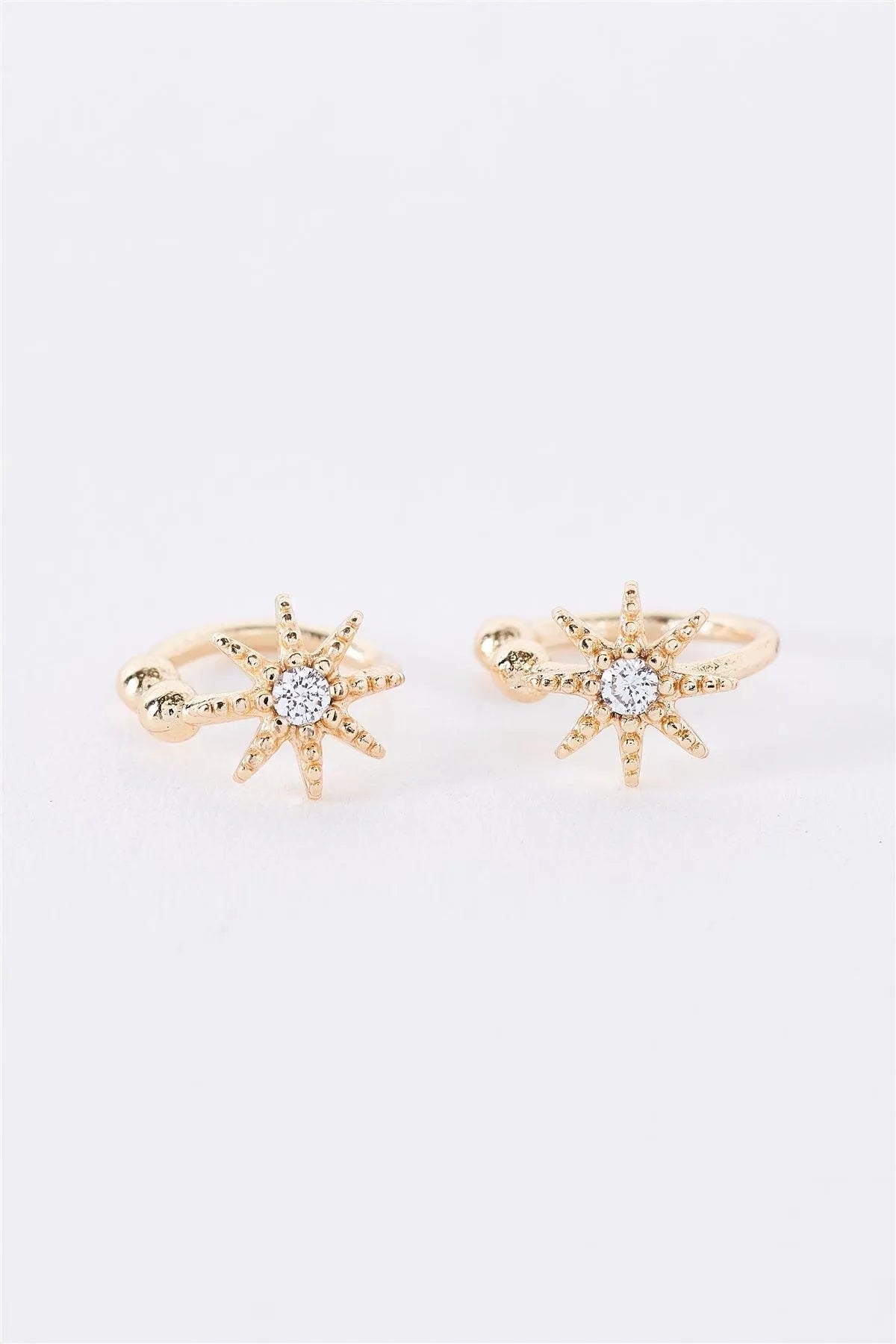 Gold Star Shaped Faux Dimond Small Helix Ear Clips - Tasha Apparel Wholesale