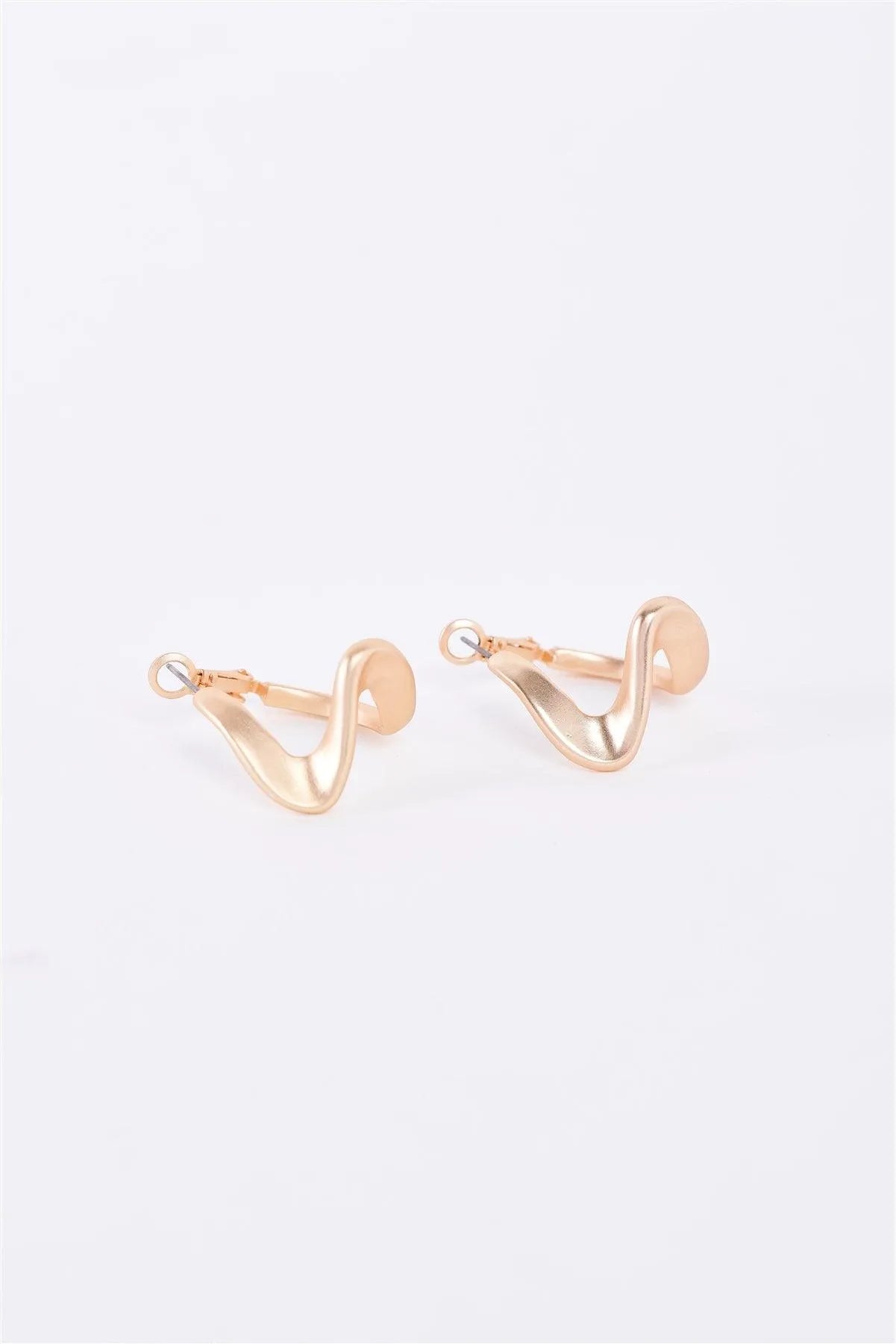 Matte Gold Zigzag Hoop Earrings - Tasha Apparel Wholesale