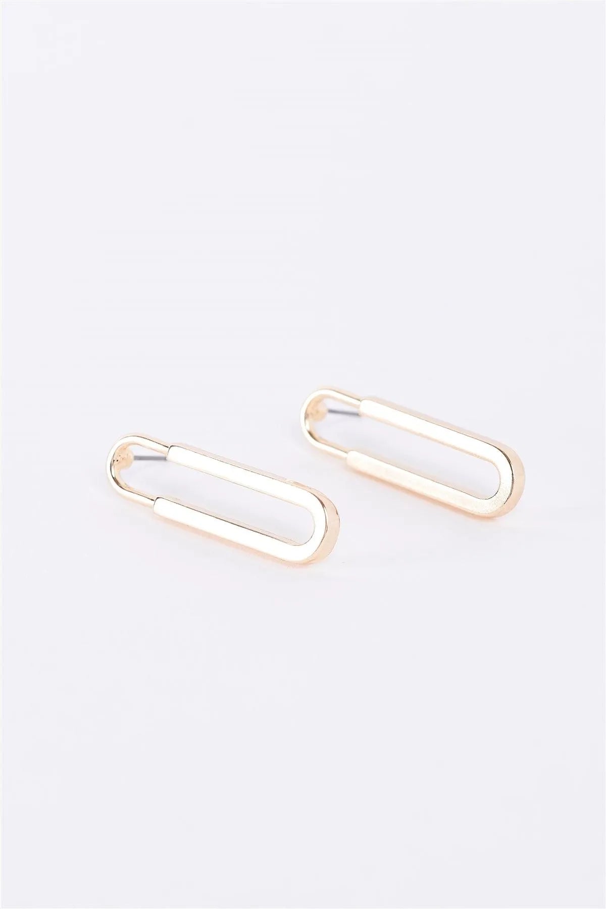 Gold Minimalistic Long Oval Stud Earrings /3 Pairs - Tasha Apparel Wholesale