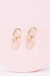 Gold Double Chain Linked Drop Earrings /3 Pairs