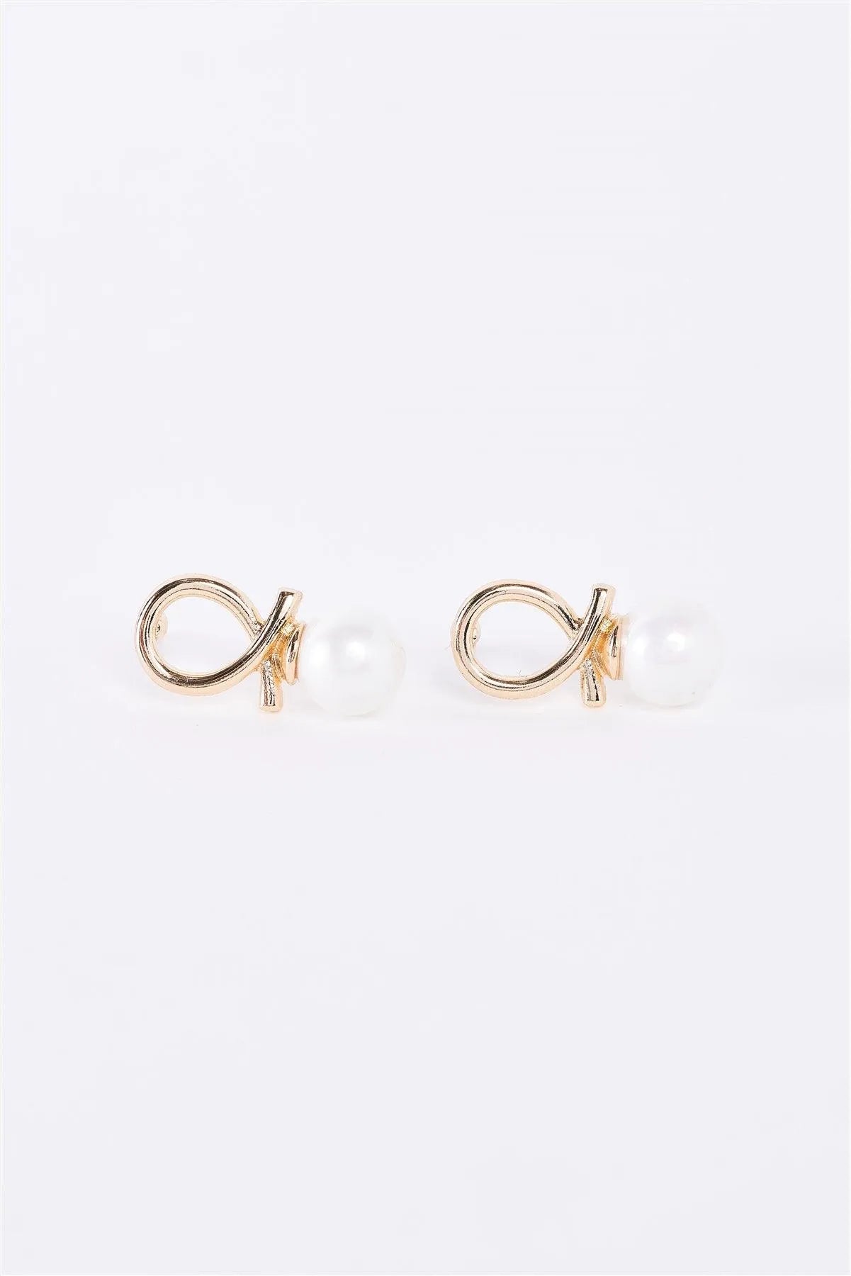 Gold Naughty Loop & Rainbow Pearl Dangle Earrings - Tasha Apparel Wholesale