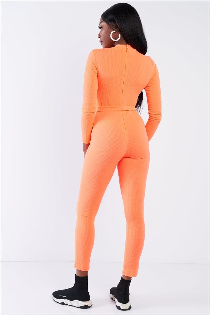 Orange Gold "O" Emblem Cut Out Jumpsuit /2-2-1 - Tasha Apparel Wholesale