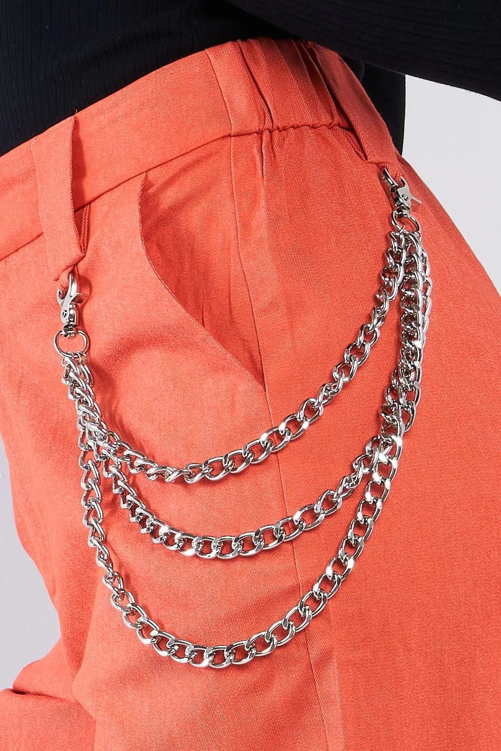 Orange Parachute Cargo Chain Hardware Jogger Pants - Tasha Apparel Wholesale