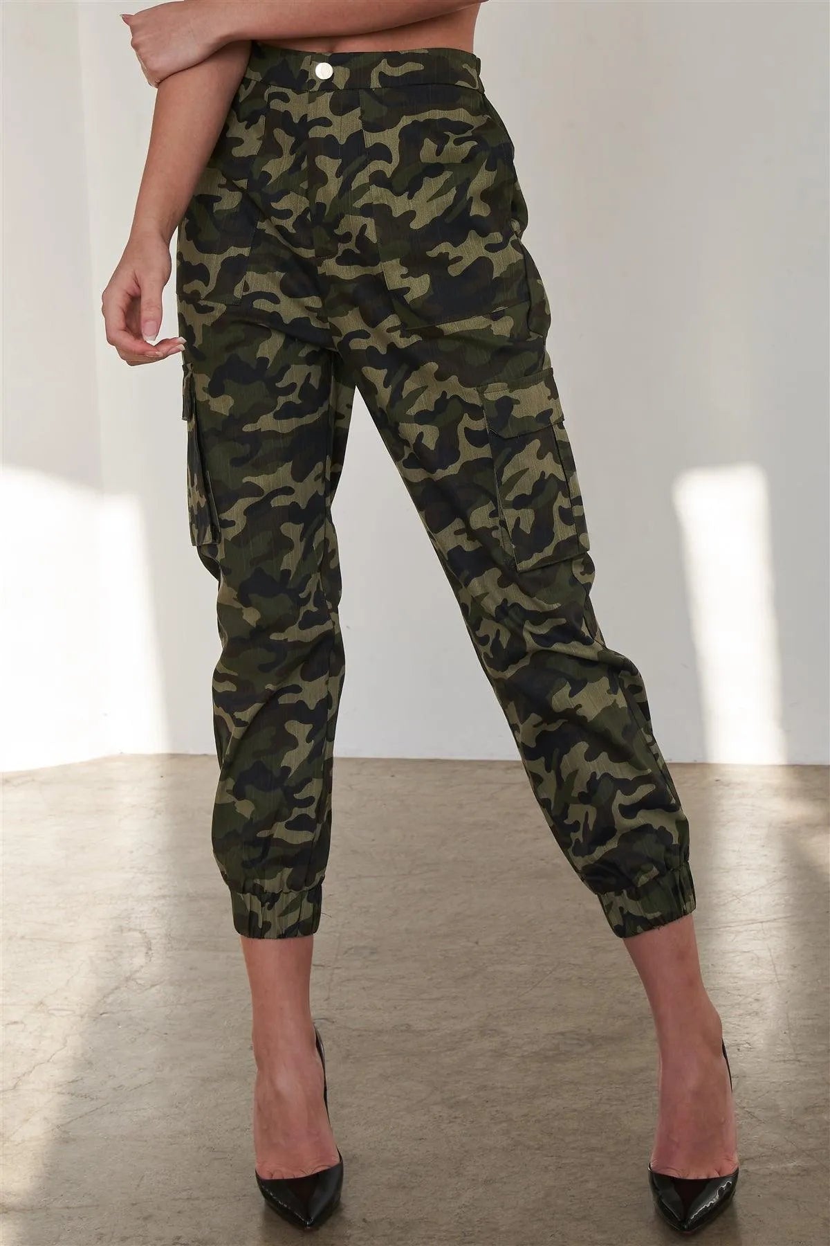 Olive Camouflage Cargo Jogger Pants /2-2-2 - Tasha Apparel Wholesale