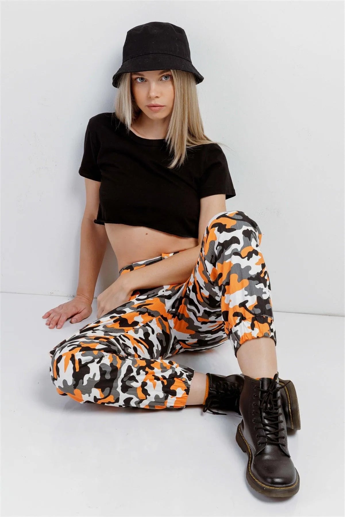Orange & Black, White, Camouflage High Waisted Cargo Pants /2-2-2 - Tasha Apparel Wholesale