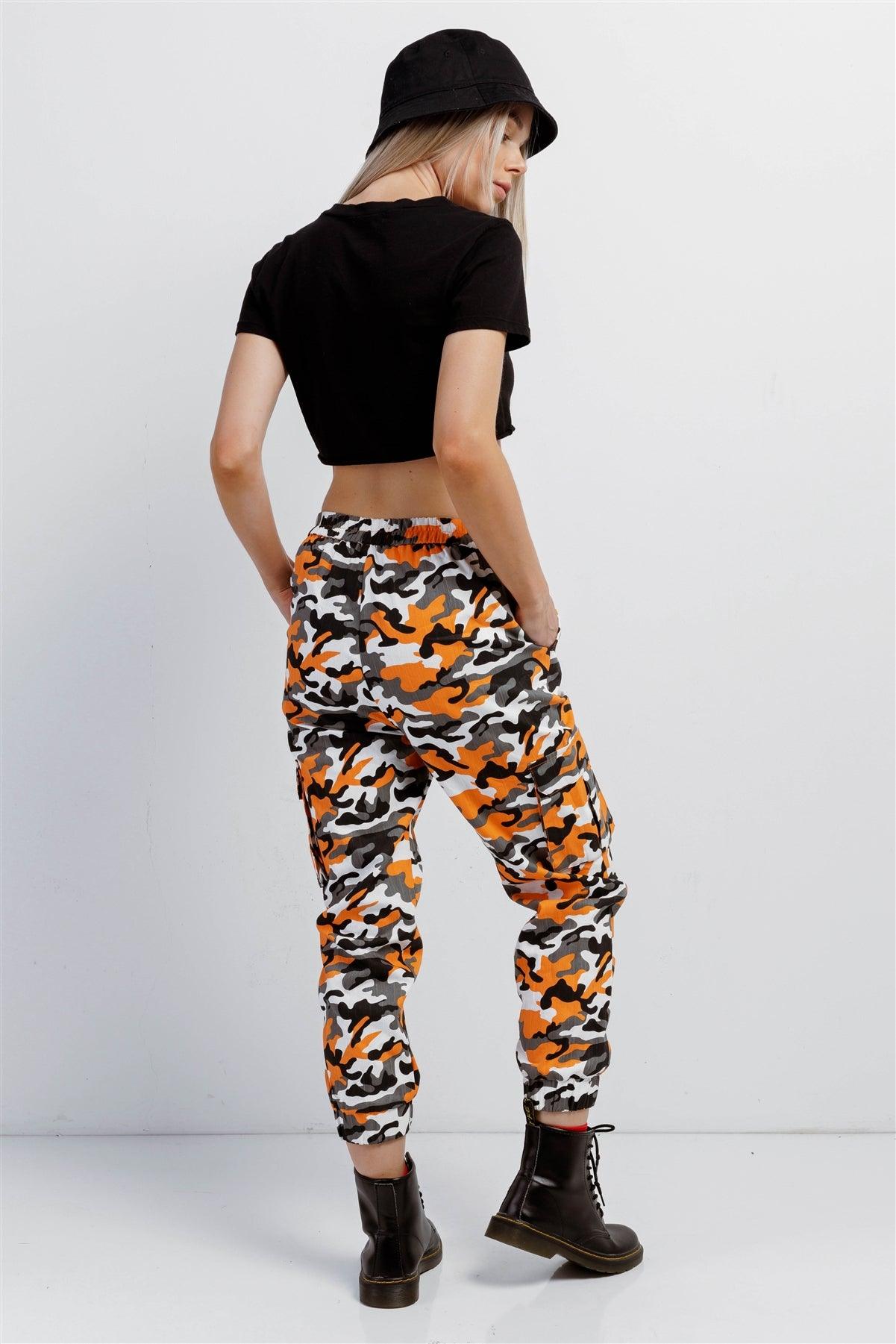 Orange & Black, White, Camouflage High Waisted Cargo Pants