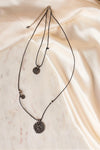 Nickel Black Embossed Medallion Layered Choker Necklace /1 Pair