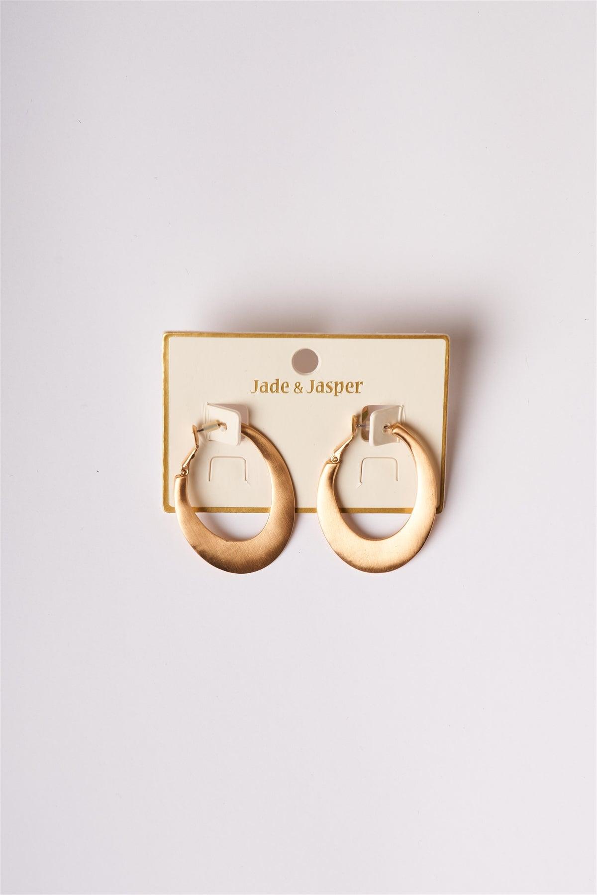 Shiny Gold Oval Hoop Earrings /1 Pair