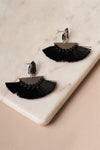 Black Tassel Fringe Semi Circle Drop Earrings /1 Pair