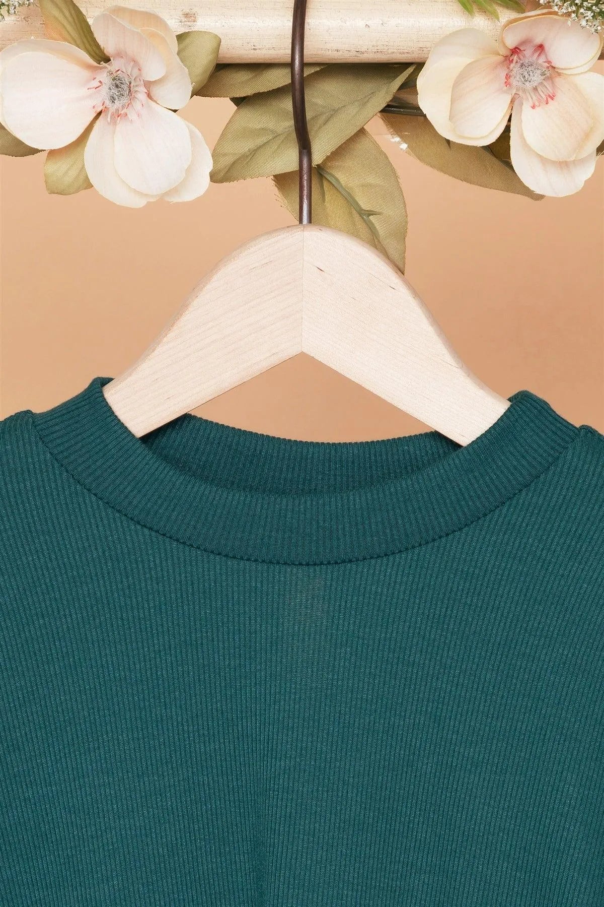 Toddler Girls Green Ribbed Long Sleeve Sweater Dress /1-2-1-1 - Tasha Apparel Wholesale